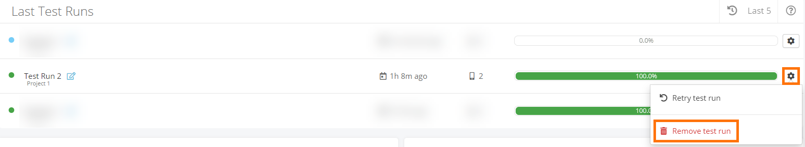 Deleting a test run Deleting a test run