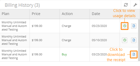 Billing History Billing History