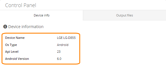 Past sessions: device info Past sessions: device info