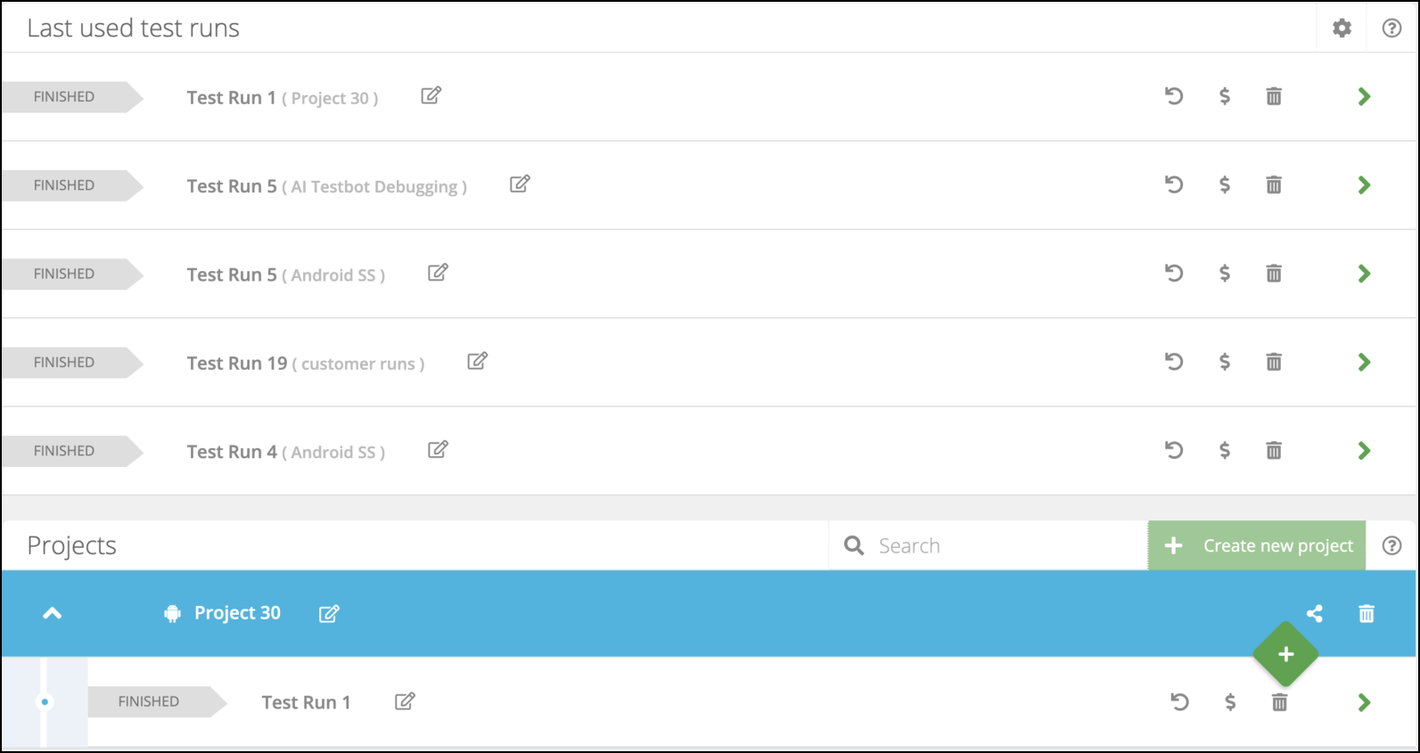 New Projects view New Projects view