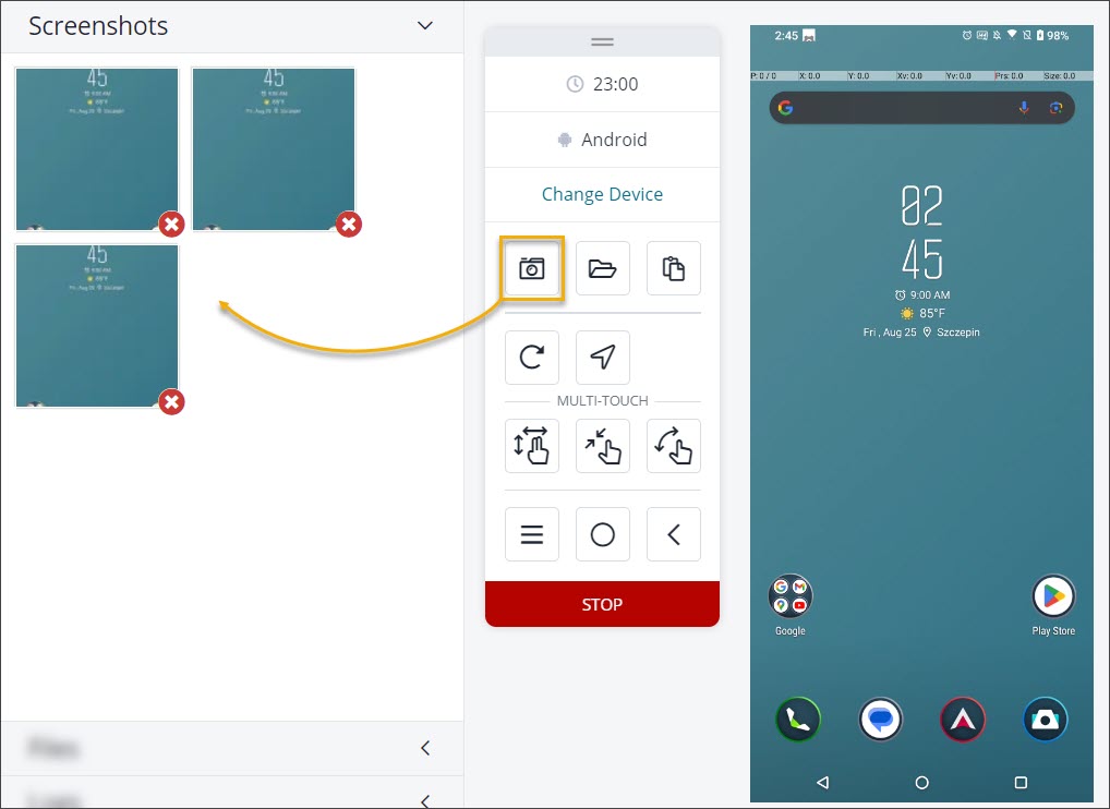 Taking and viewing screenshots Taking and viewing screenshots