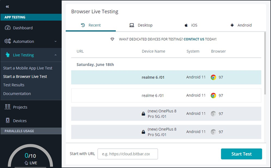 Browser testing Browser testing