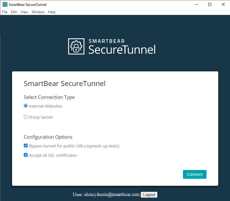 The SecureTunnel desktop app - Settings screen The SecureTunnel desktop app - Settings screen