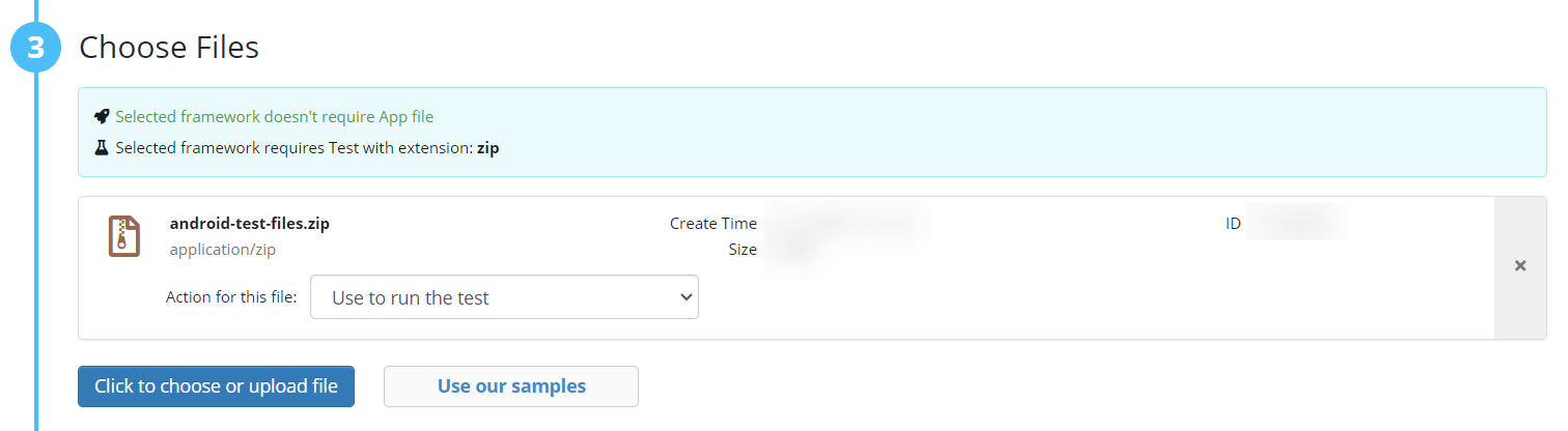 Choose Android Test Files Choose Android Test Files