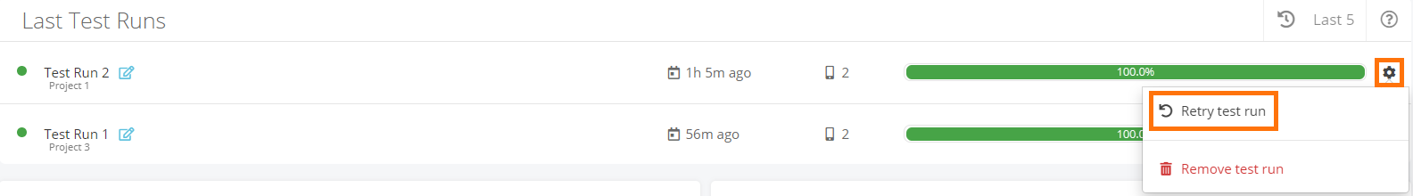 Retrying a test run Retrying a test run