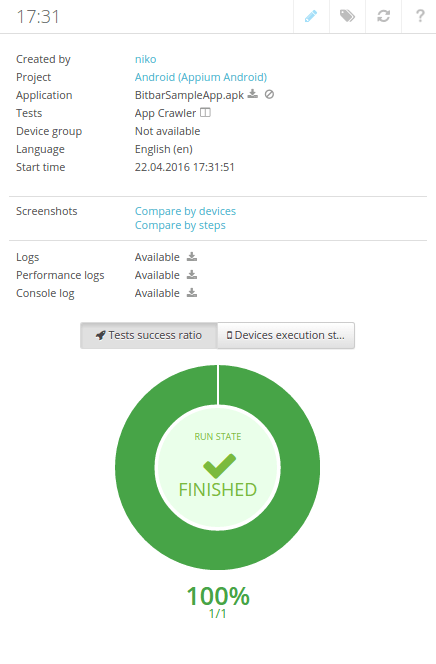 New device run view New device run view