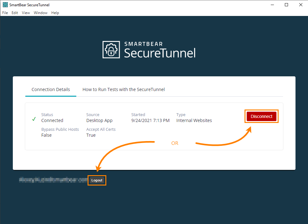 Close the tunnel Close the tunnel