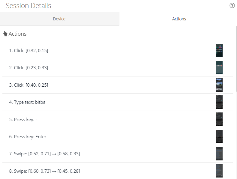 Actions info Actions info