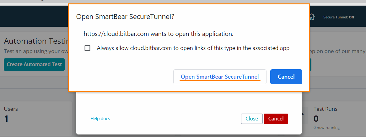 Browser request to start the tunnel Browser request to start the tunnel