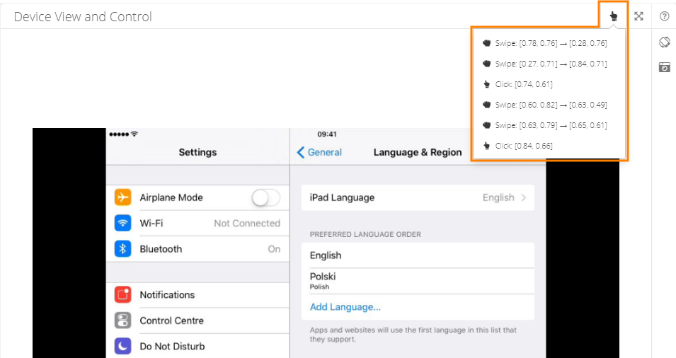 Live testing: device actions Live testing: device actions