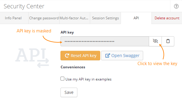 Changes on the API settings Changes on the API settings