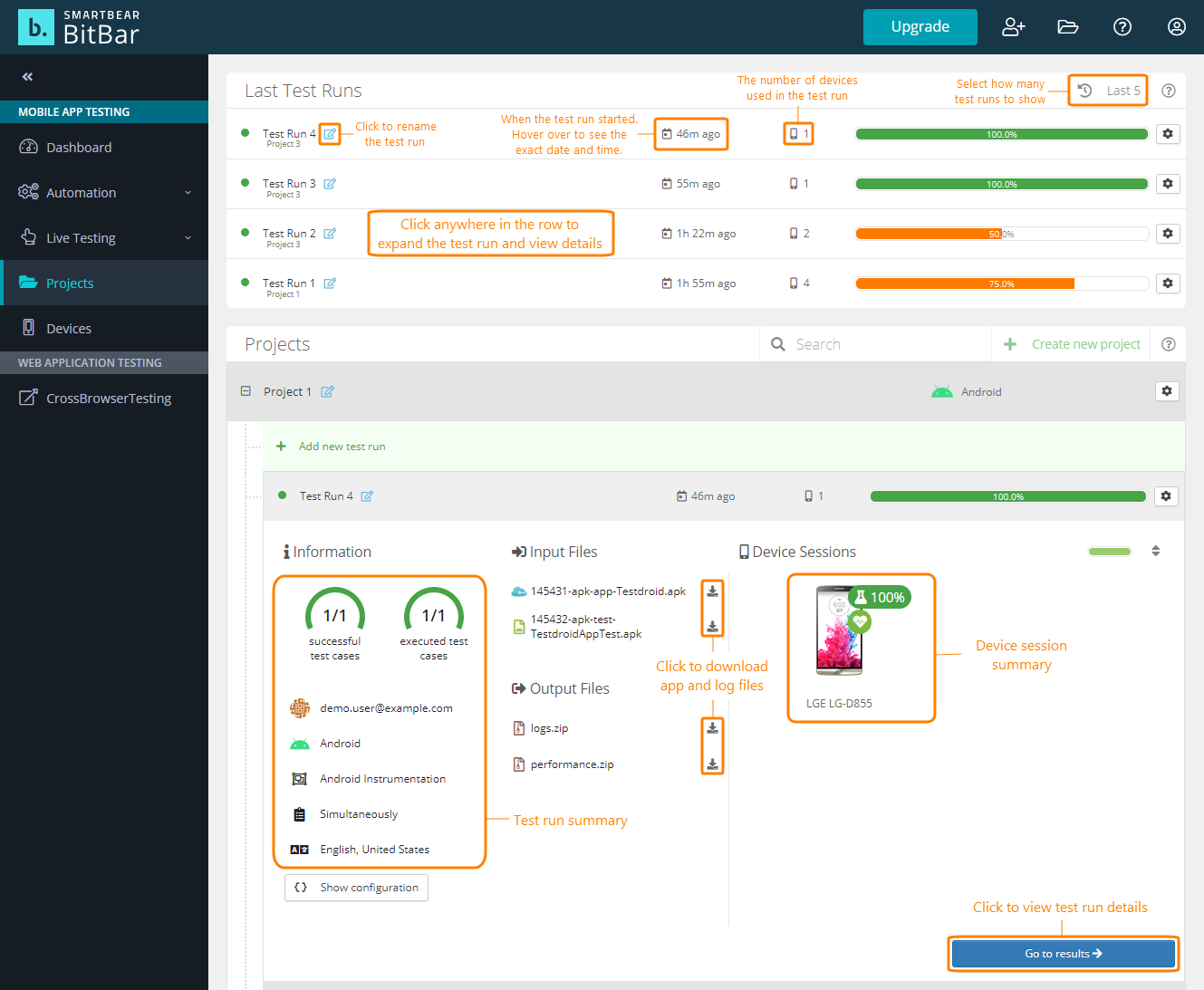 Projects view Projects view