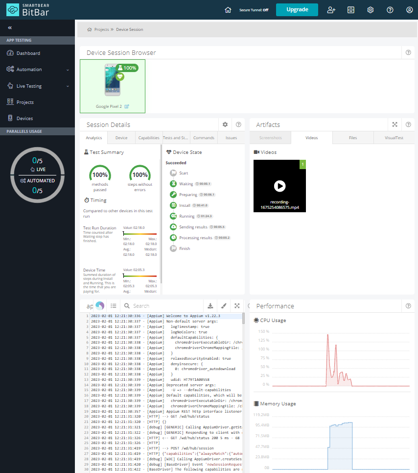 Client Side Test Results