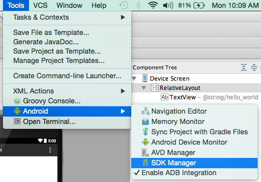 Opening the SDK Manager