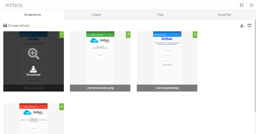 Artifacts: Screenshots Artifacts: Screenshots