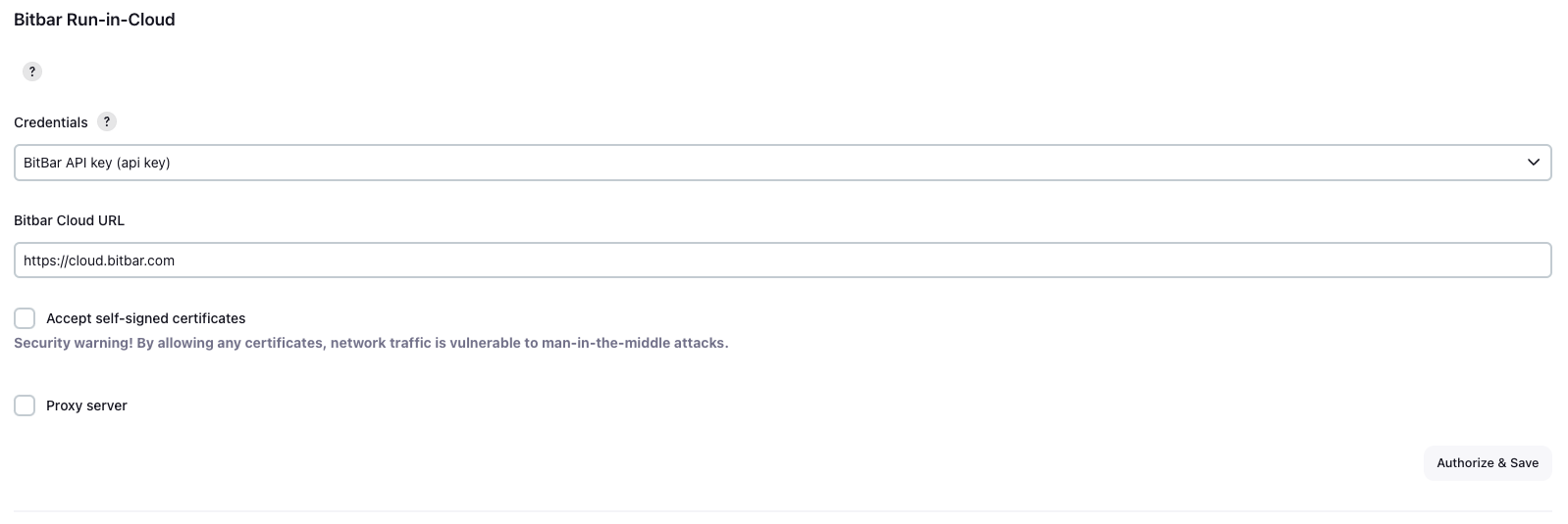 BitBar Run-in-Cloud configurations