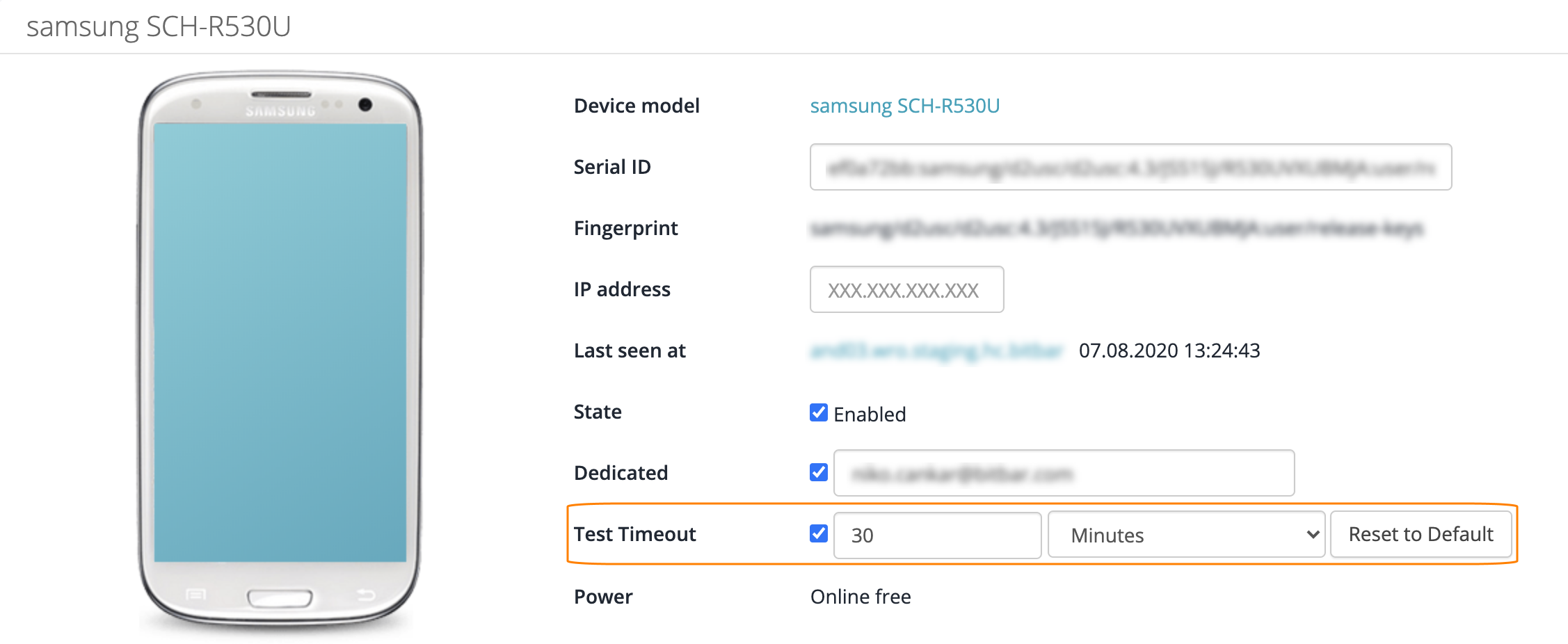 Test timeout settings Test timeout settings
