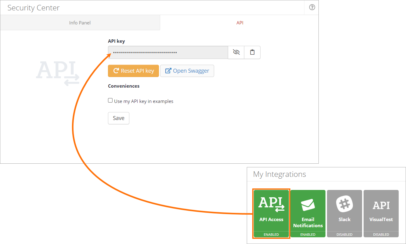 Viewing an API key Viewing an API key